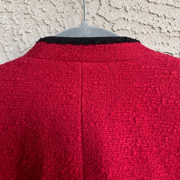 ZARA Red Boucle Textured Blazer Jacket w/ Detachable White Cuffs NWT *Flawed - Picture 12 of 16